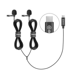 Цифровой всенаправленный петличный микрофон двойной BOYA BY-M3D с кабелем USB-C (Android)